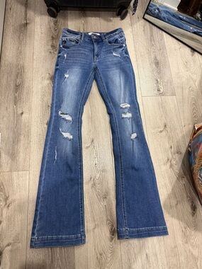 KanCan Women’s Distressed Blue Flared Jeans Size 3/25